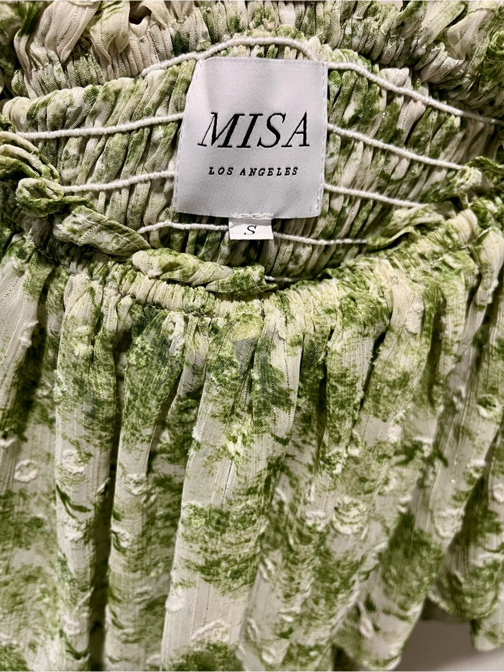 Misa Los Angeles Green Floral Off-Shoulder Tiered Maxi Fairy Cottagecore - Picture 6 of 8